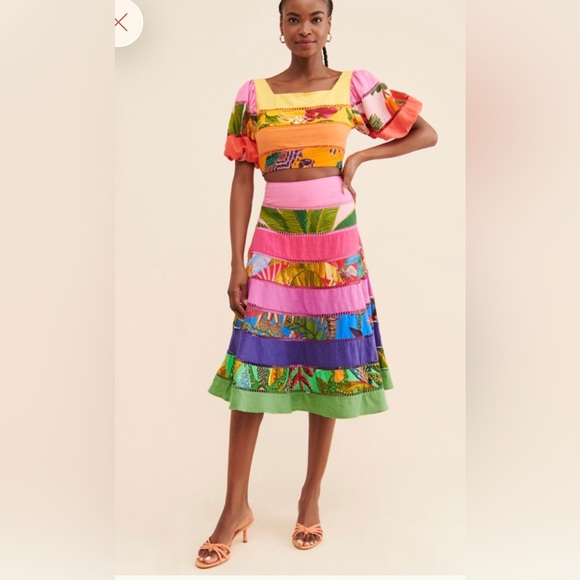 FARM Rio Rainbow Mixed Tiered skirt - Picture 2 of 11